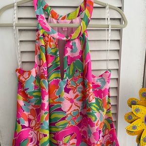 Lilly Pulitzer silk top with fun flamingo print. Size XL, NWOT